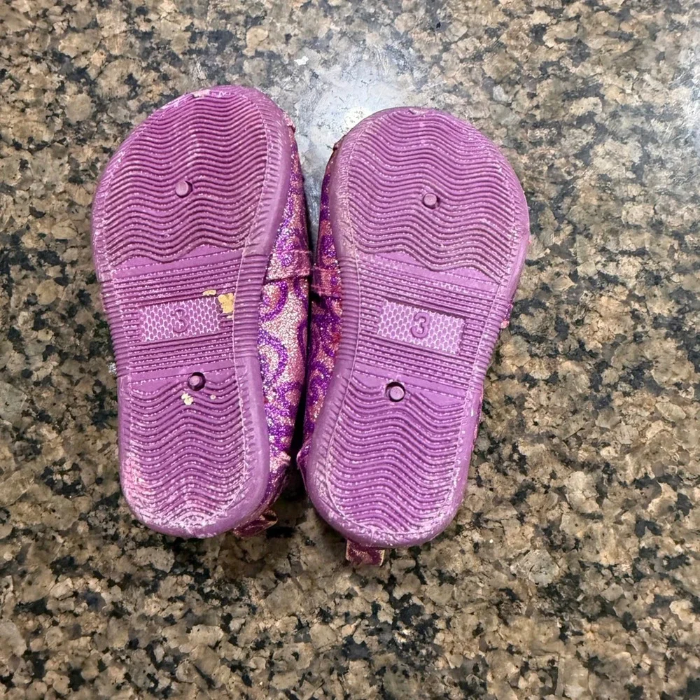 Koala Kids Girls Purple Pink Glitter‎ Swirl Slip On Flats Shoes Size 3 763454CNE
